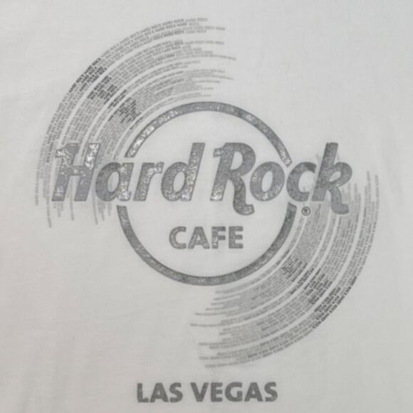 Hard Rock Cafe Las Vegas Tee White with Silver Logo Vinyl Ladies L NWT T-Shirt - Picture 2 of 5